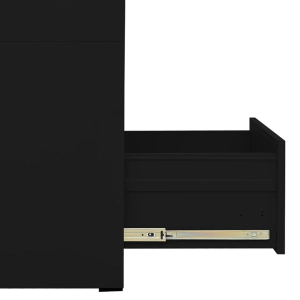 Schwarzer Aktenschrank aus Stahl, 46x62x72,5 cm