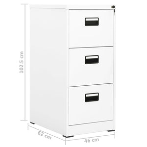 Aktenschrank Weiß Stahl, 46x62x102,5 cm