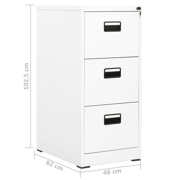 Aktenschrank Weiß Stahl, 46x62x102,5 cm
