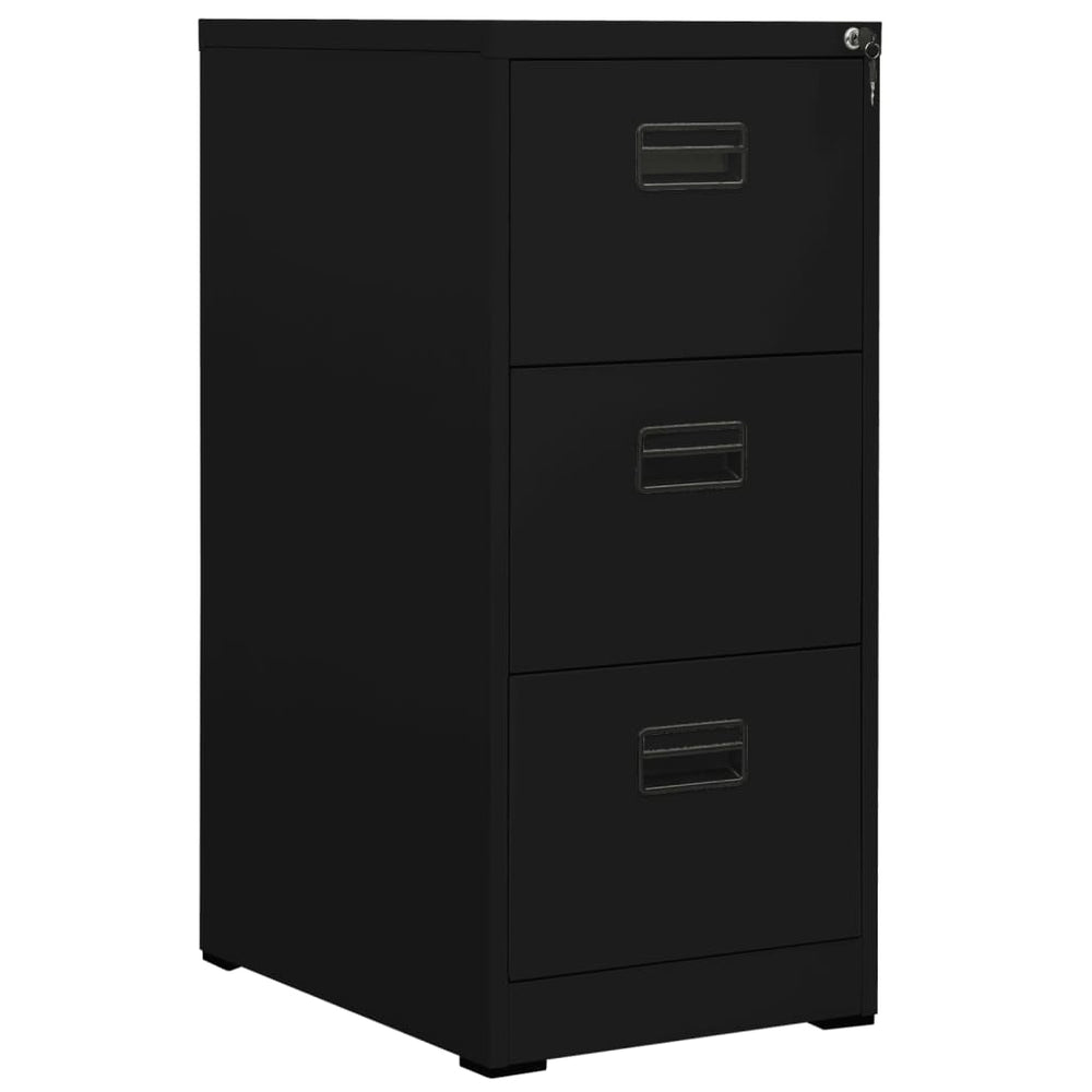 Schwarzer Aktenschrank aus Stahl, 46x62x102,5 cm