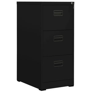 Schwarzer Aktenschrank aus Stahl, 46x62x102,5 cm