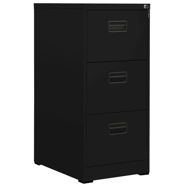 Schwarzer Aktenschrank aus Stahl, 46x62x102,5 cm