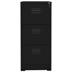Schwarzer Aktenschrank aus Stahl, 46x62x102,5 cm