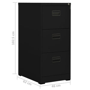 Schwarzer Aktenschrank aus Stahl, 46x62x102,5 cm