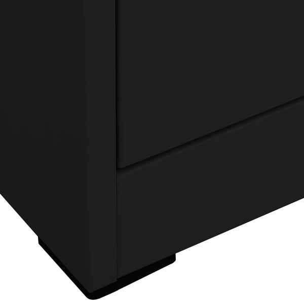 Schwarzer Aktenschrank aus Stahl, 46x62x102,5 cm