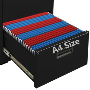 Schwarzer Aktenschrank aus Stahl, 46x62x102,5 cm