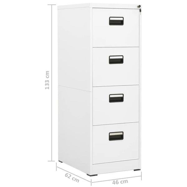 Weißer Aktenschrank aus Stahl, 133 cm