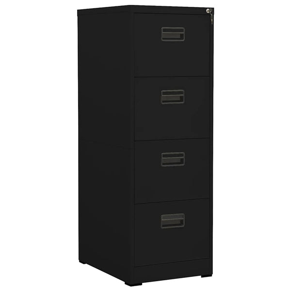 Schwarzer Aktenschrank aus Stahl, 46x62x133 cm