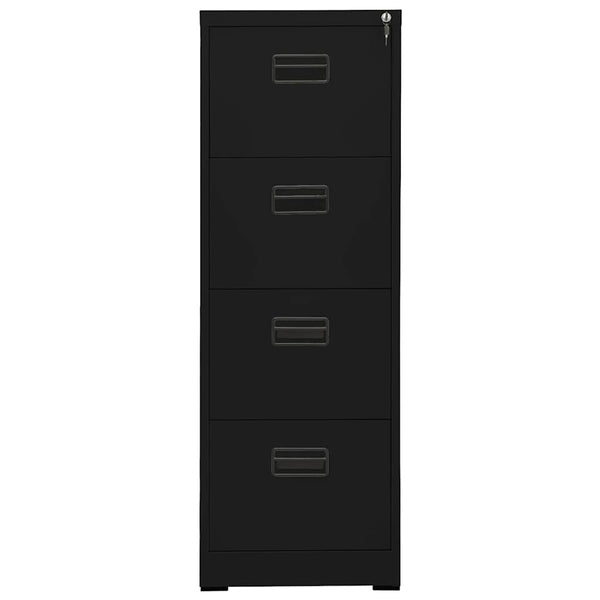 Schwarzer Aktenschrank aus Stahl, 46x62x133 cm