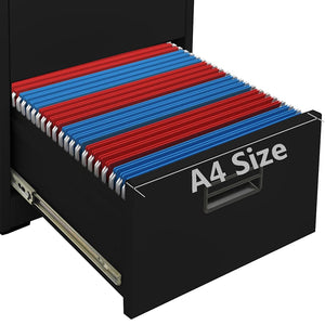 Schwarzer Aktenschrank aus Stahl, 46x62x133 cm