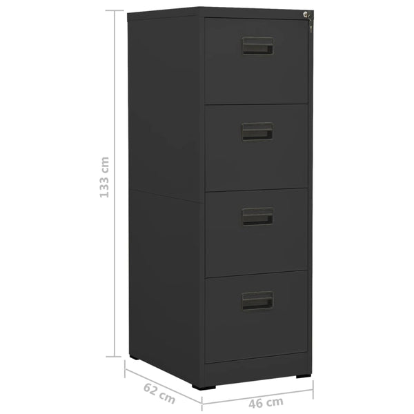 Aktenschrank Anthrazit Stahl 4 Schubladen