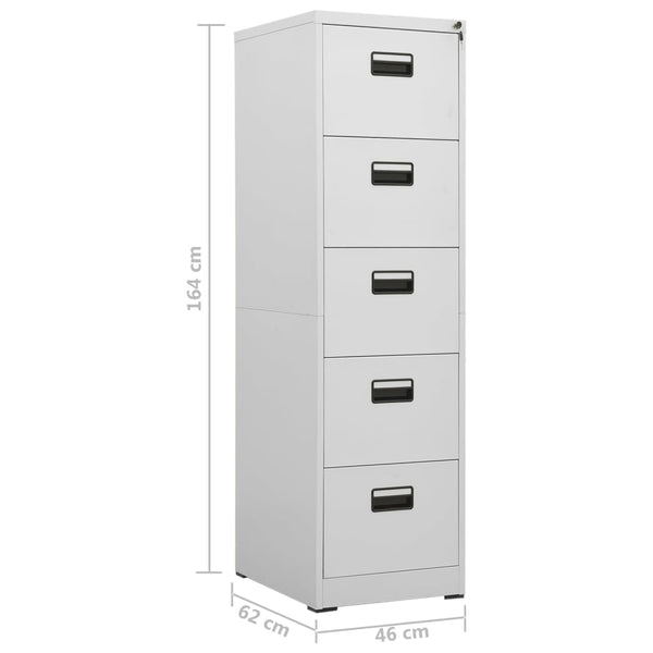 Aktenschrank Stahl Hellgrau, 164 cm
