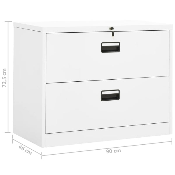 Aktenschrank Weiß Stahl 90 cm