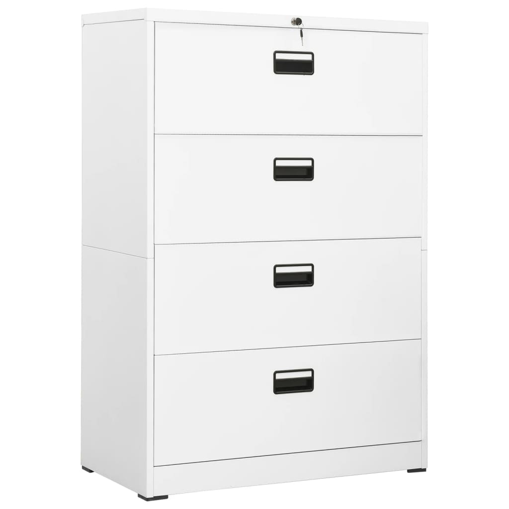 Aktenschrank Weiß Stahl 90x46x134 cm