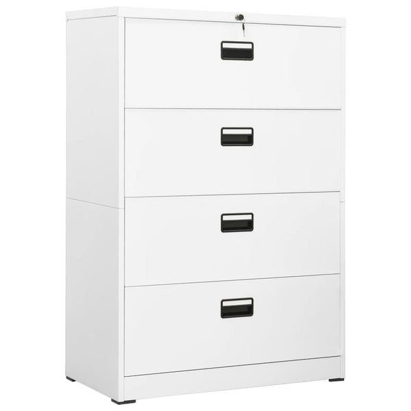 Aktenschrank Weiß Stahl 90x46x134 cm