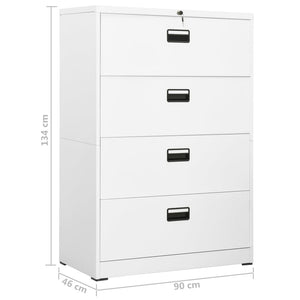Aktenschrank Weiß Stahl 90x46x134 cm