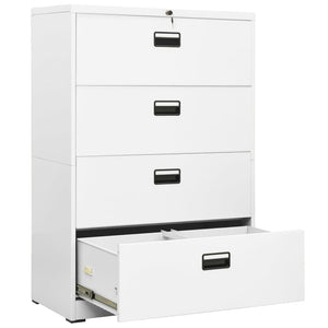 Aktenschrank Weiß Stahl 90x46x134 cm