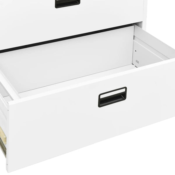 Aktenschrank Weiß Stahl 90x46x134 cm