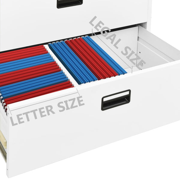 Aktenschrank Weiß Stahl 90x46x134 cm