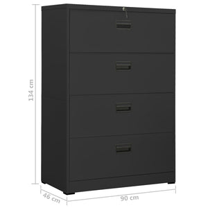 Aktenschrank Anthrazit Stahl 90x46x134cm
