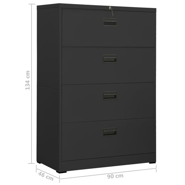 Aktenschrank Anthrazit Stahl 90x46x134cm