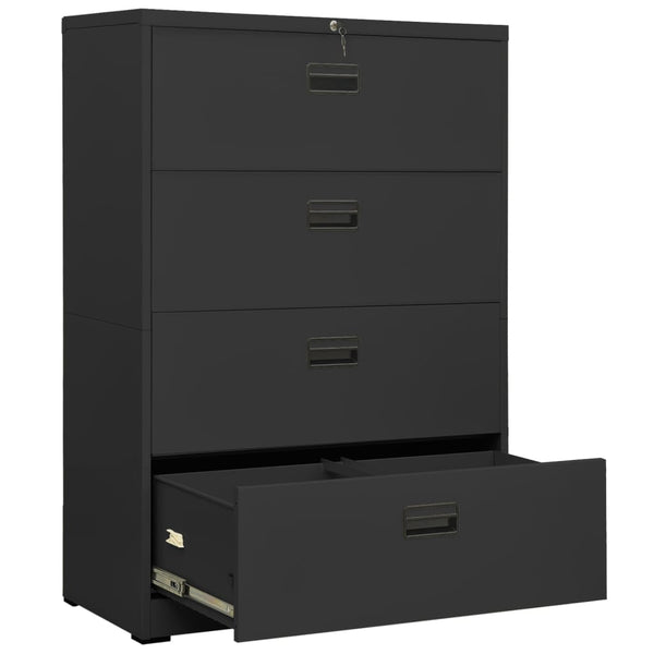 Aktenschrank Anthrazit Stahl 90x46x134cm