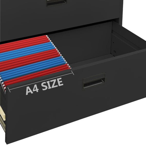Aktenschrank Anthrazit Stahl 90x46x134cm