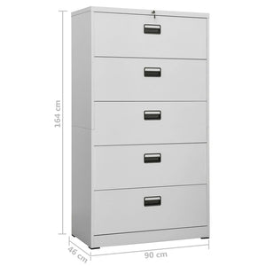 Aktenschrank Hellgrau Stahl 90x164 cm