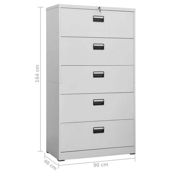 Aktenschrank Hellgrau Stahl 90x164 cm