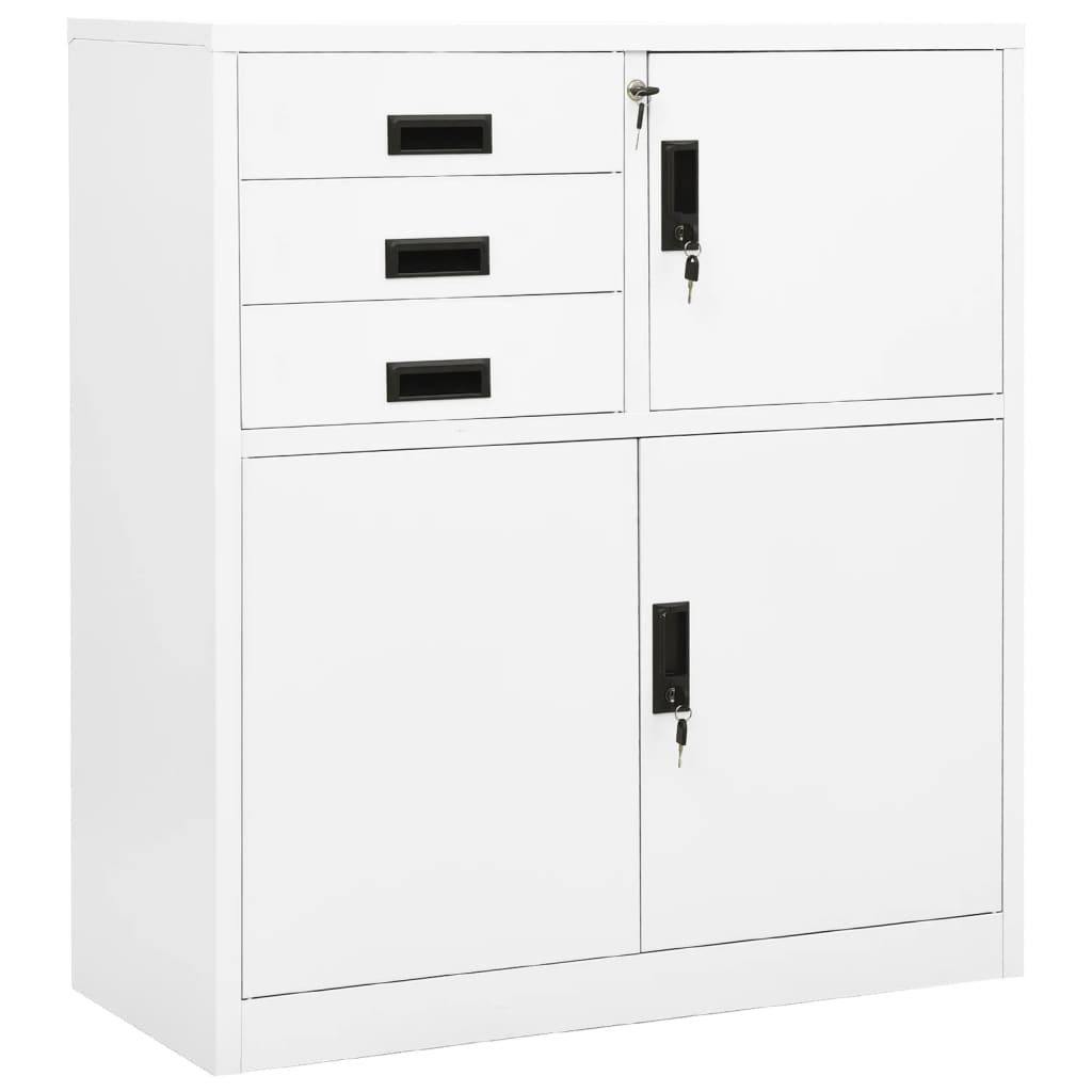 Büroschrank Weiß Stahl 90x40x102cm