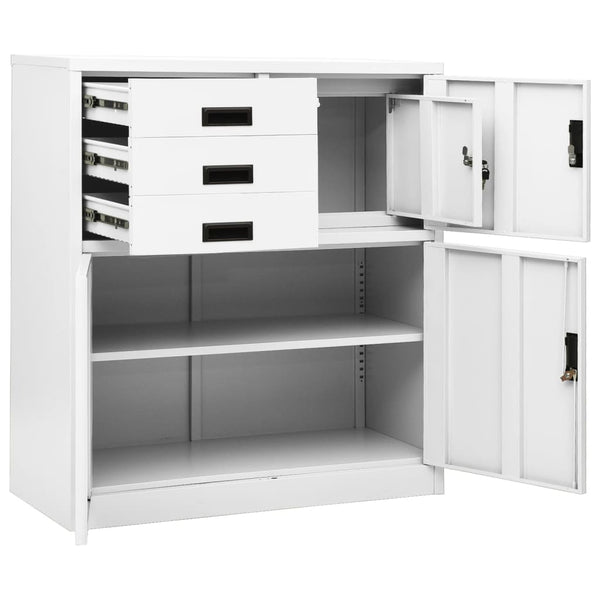 Büroschrank Weiß Stahl 90x40x102cm