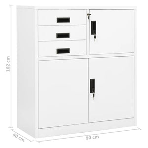 Büroschrank Weiß Stahl 90x40x102cm