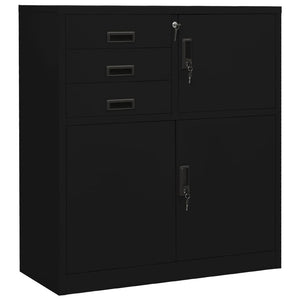 Büroschrank Schwarz Stahl 90x40x102cm