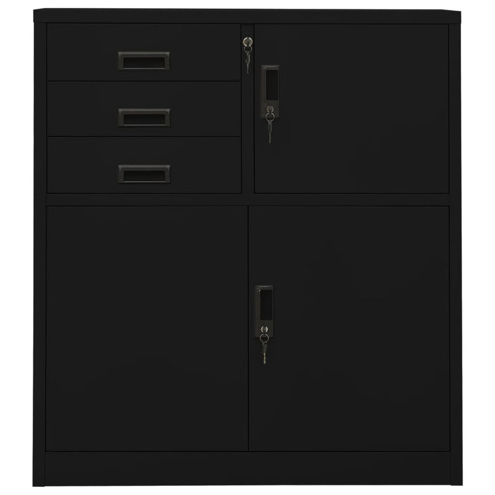 Büroschrank Schwarz Stahl 90x40x102cm