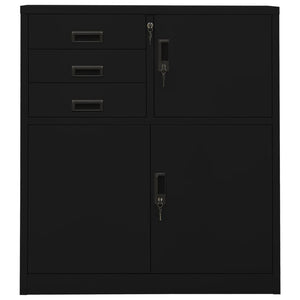 Büroschrank Schwarz Stahl 90x40x102cm