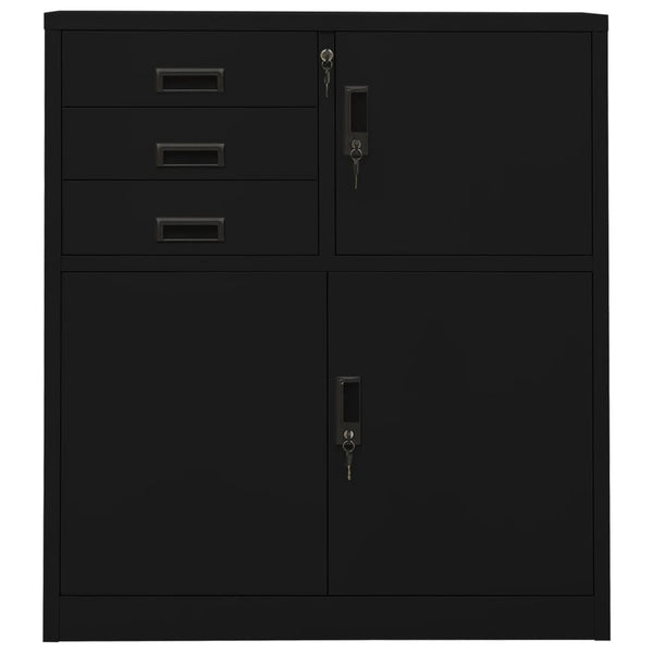 Büroschrank Schwarz Stahl 90x40x102cm