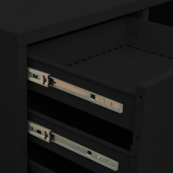 Büroschrank Schwarz Stahl 90x40x102cm