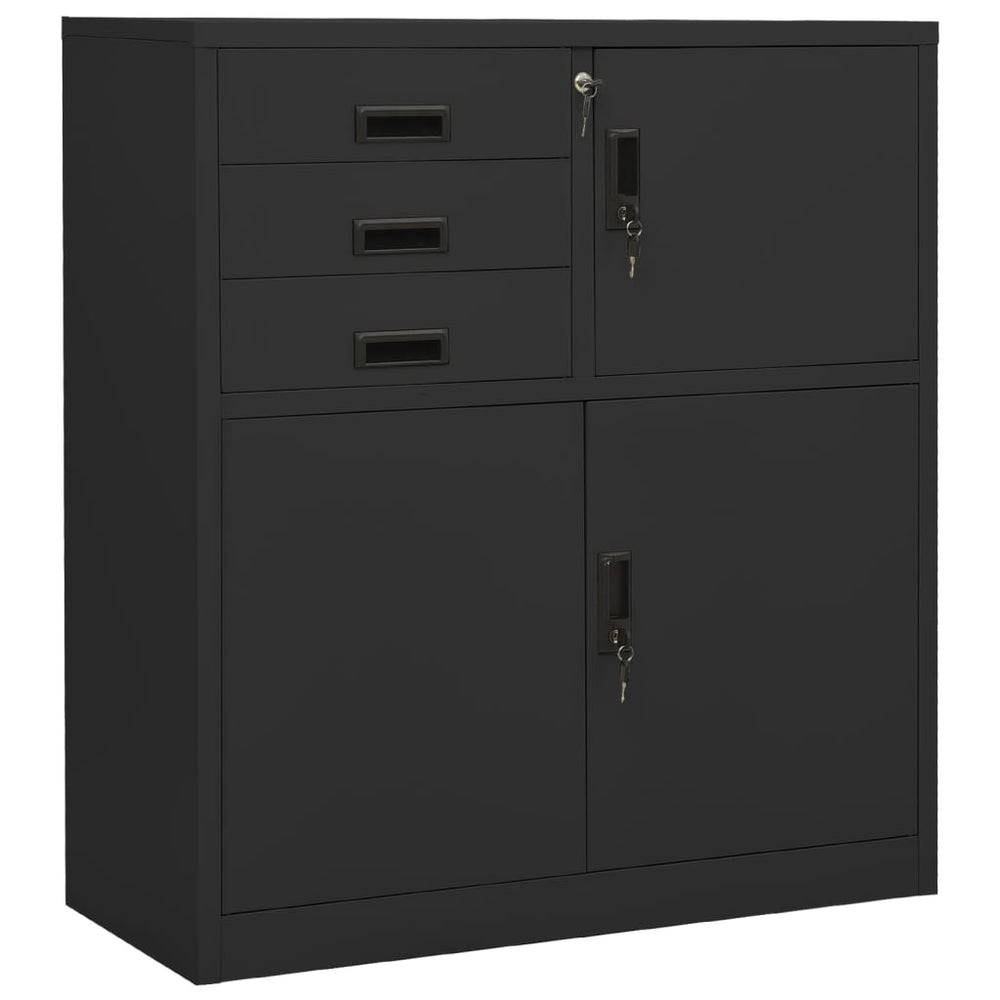 Büroschrank Anthrazit Stahl 90x40x102 cm