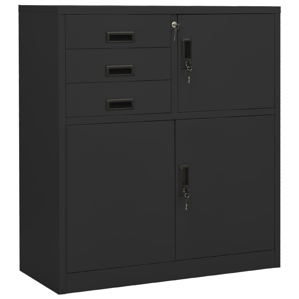 Büroschrank Anthrazit Stahl 90x40x102 cm