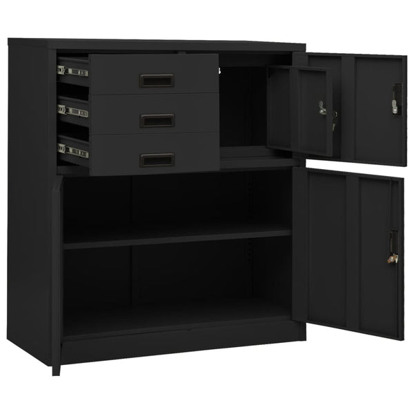 Büroschrank Anthrazit Stahl 90x40x102 cm