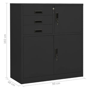 Büroschrank Anthrazit Stahl 90x40x102 cm