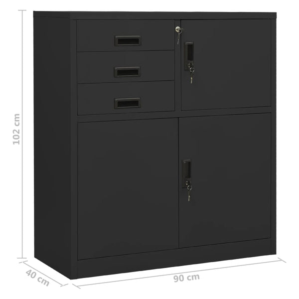 Büroschrank Anthrazit Stahl 90x40x102 cm