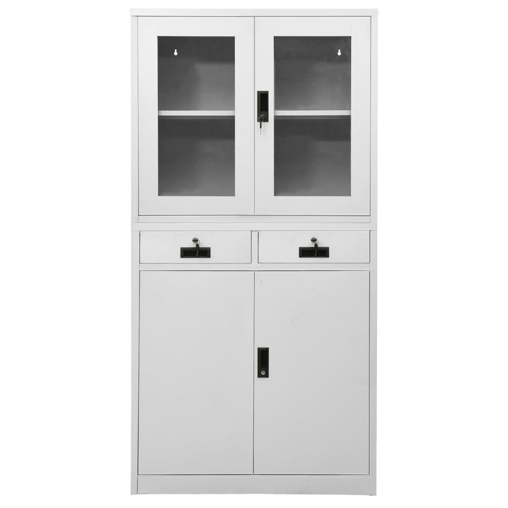 Büroschrank Hellgrau Stahl/Glas 90x180cm