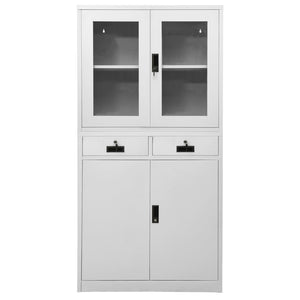 Büroschrank Hellgrau Stahl/Glas 90x180cm