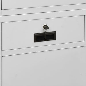 Büroschrank Hellgrau Stahl/Glas 90x180cm