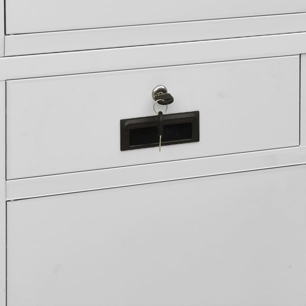 Büroschrank Hellgrau Stahl/Glas 90x180cm