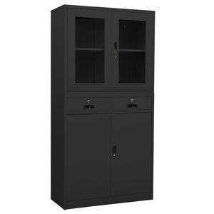 Büroschrank Anthrazit Stahl/Glas 90x180cm