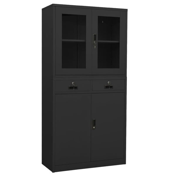 Büroschrank Anthrazit Stahl/Glas 90x180cm