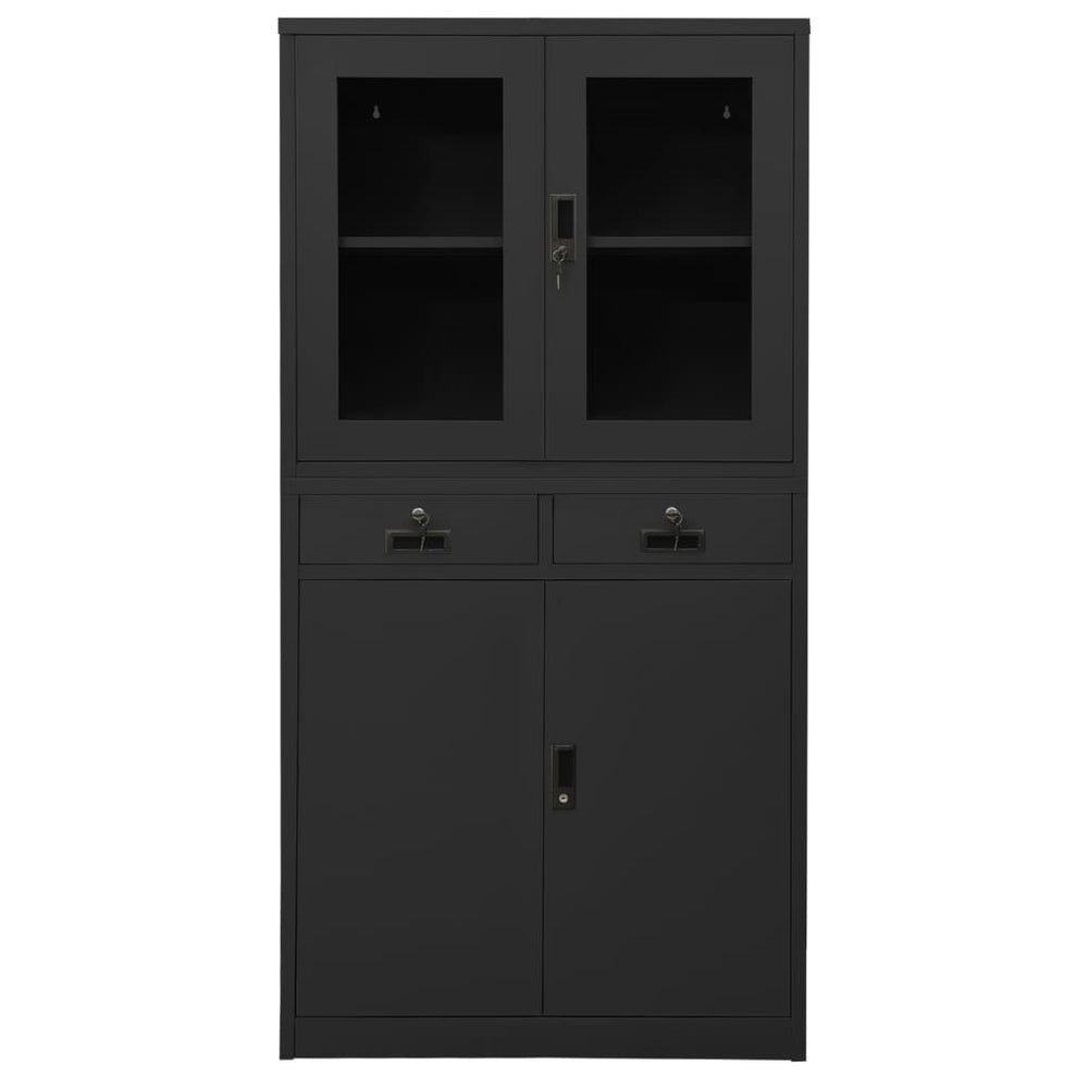 Büroschrank Anthrazit Stahl/Glas 90x180cm