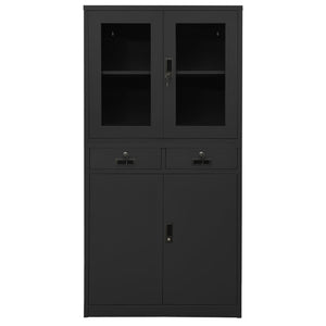 Büroschrank Anthrazit Stahl/Glas 90x180cm